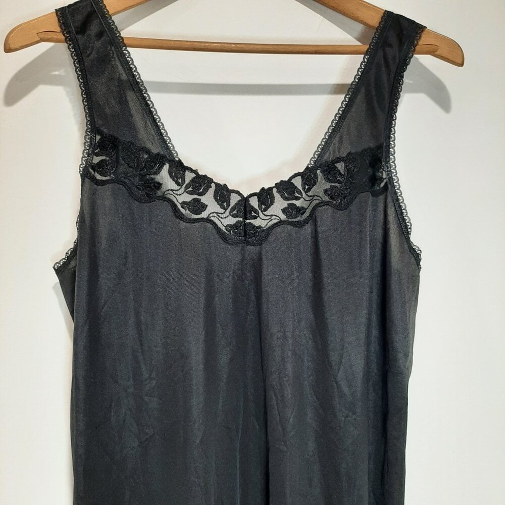 Vintage embroidered applique lace 70's retro glam old money slip nightgown dress - Picture 6 of 15